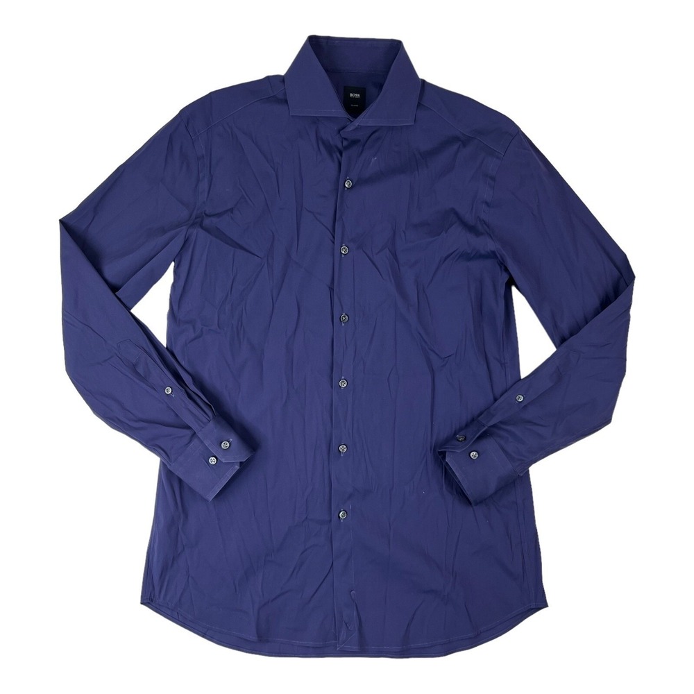 Hugo Boss Purple‎ L/S Cotton Polyamide Spandex Button Up Mens Size 39/15.5